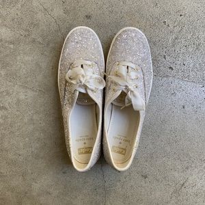 KEDS x Kate Spade Sparkly white platform shoes